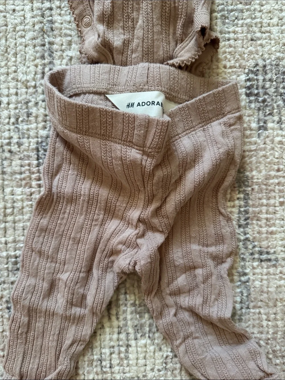 H&M Knit Baby Two-Piece Set in Dusty Mauve